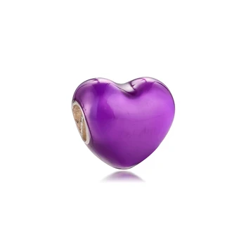 Metalice Violet Inima Cadou de Ziua Îndrăgostiților S925 Argint Margele Fată de Moda Pandantiv Femei Ieftine Farmece