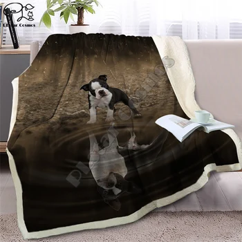 Pug Sherpa Pătură pe Paturi de Animale Arunca Pătură pentru Copii Câine Reflecție Cuvertură de pat 3D Catelus Bulldog francez Canapea Cover stil-1