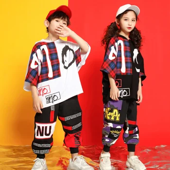 Copiii Concert Hanorac Tricou de Dans Hip Hop costume Tinutele Vestimentare Costume de Dans Fete Baieti Scena Ballroom Dans Streetwear