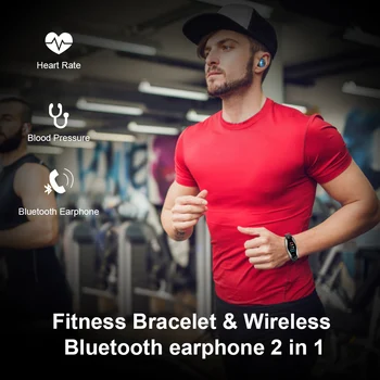 Ceas Inteligent Cu Bluetooth Căști Auriculare Heart Rate Monitor De Fitness Brățară Wireless Bluetooth5.0 Sport Barbati Ceas Bratara