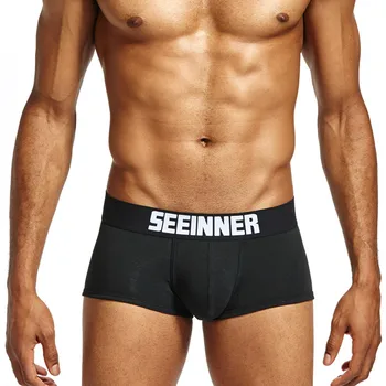 SEEINNER Brand pentru Bărbați Lenjerie de corp din Bumbac Moale în Formă de U Sexy Geanta de Culoare Solidă pentru Bărbați Respira Boxeri