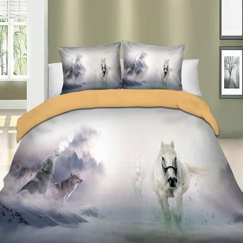 Cal negru imprimat lenjeria de pat Twin set Complet Regina singură Dimensiuni set de lenjerie de pat pentru mângâietor stil Chinezesc carpetă acopere set 3pcs