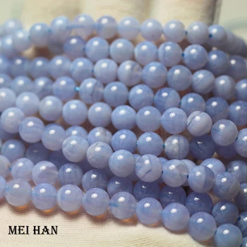 Meihan Brazilia albastru dantelă calcedonie 6-6.8 mm 8-8.8 mm netede rotunde margele vrac pentru a face bijuterii de design DIY brățară