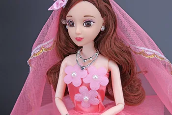 NK 2020 Papusa Printesa Haine Handmake Coada Lunga Rochie de Mireasa de Moda Petrecere de Seara Tinuta Pentru Papusa Barbie Accesorii 111 JJ