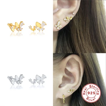 ROXI Ochi de Pisică Fluture Urechi de Iepure Umbrela Cercei Stud pentru Femei Cercei Neobișnuite Piercing Argint 925 Pendientes
