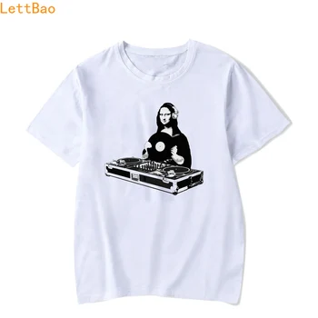 Vara 2019 Mona Lisa DJ de Muzică de Desene animate de benzi Desenate Rave, Techno Rola Camisetas Hombre ' 90 Moda Hip Hop Streetwear din Bumbac Tricou Barbati