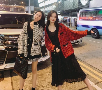 Cotday V-Gât în Tricotat Student Coreea Style Red All-meci 2020 Moda Toamna Femei de Lux cu Margele Pulover Cardigan Haine