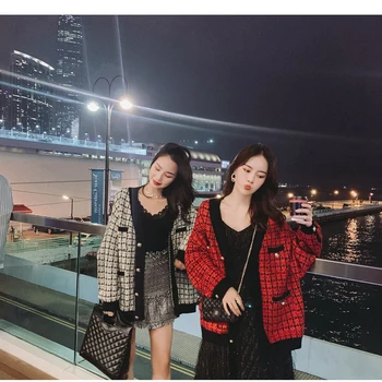 Cotday V-Gât în Tricotat Student Coreea Style Red All-meci 2020 Moda Toamna Femei de Lux cu Margele Pulover Cardigan Haine