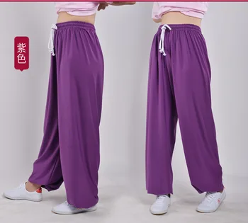 Tai Chi Pantaloni de Wushu Kung Fu, arte martiale Pantaloni Tesatura Modale negru roz albastru rosu violet alb