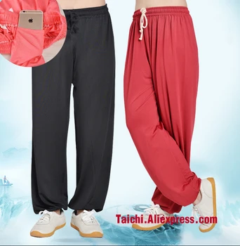 Tai Chi Pantaloni de Wushu Kung Fu, arte martiale Pantaloni Tesatura Modale negru roz albastru rosu violet alb
