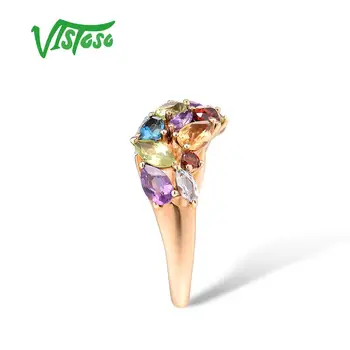 VISTOSO Reale 14K 585 Aur Rose Spumante Diamant de Lux Ametist, Citrin Peridot, Granat, Topaz Albastru, Aniversare Bijuterii Fine