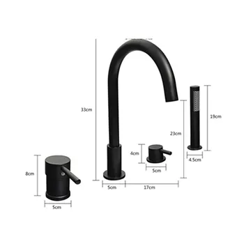 Negru Cascada Cadă mixer cu alamă duș de mână dublă funcție negru de baie robinet montat deck baie robinet de duș MJ04118H