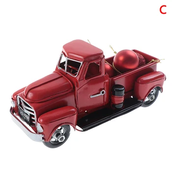 1 Buc Crăciun Roșu Metal Camion Copii De Epocă Camion Cu Bunuri Mobile Roata Masa De Crăciun Decor
