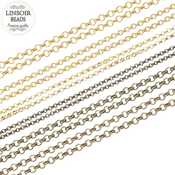 LINSOIR 10m/lot 2/3/3.8 mm Colier din Metal Lanțuri Vrac de Aur/Argint de Culoare Deschisă Link-ul de Lanturi DIY Brățară Bijuterii de Luare F779