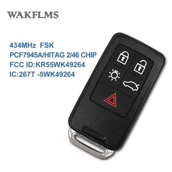 5 butoane Smart full Cheie de la Distanță pentru Volvo XC60 S60 S60L V40 V60 434mhz Cip ID46 cu tasta insert lama FCC KR55WK49264