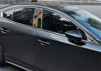 Auto fereastra de jos tăiați și capitonaj stâlp autocolant chrome accesorii pentru mazda 3 2019 2020, mașină de styling,12buc