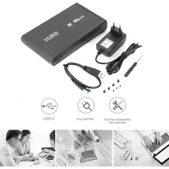 UE Plug 3.5 inch 5Gbps Hard Disk Caz SATA pentru USB3.0 Adaptor HDD Extern Cabina cu Cablu USB pentru PC si Laptop