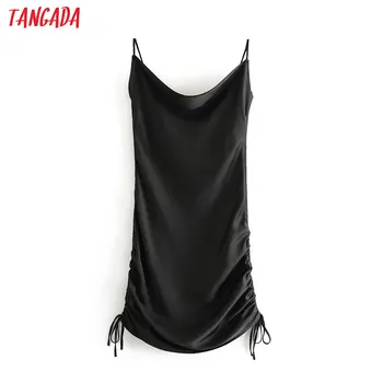 Tangada 2020 moda femei solide rochie mini curea regla Doamnelor fără mâneci cutat Rochie de petrecere Vestidos 3H439