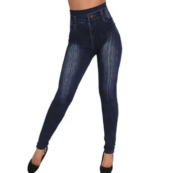 Femei de Moda Clasic de Înaltă Talie Subțire Jambiere Imitație Skinny Jean Jeggings fără Sudură Pantaloni Plus Dimensiune Vânzare Fierbinte S-3XL