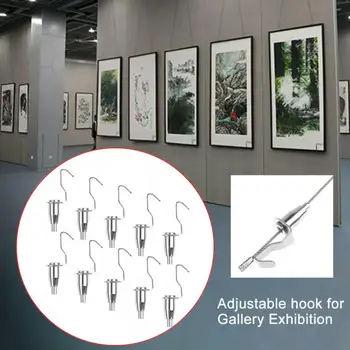 10buc reglabil Imagine Agățat Galeria de Arta Pictura Cârlig Durabil Expoziție Accesoriu inoxidabil și durabil pictura cârlige