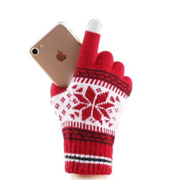 Toamna și Iarna touch ecran mănuși pentru bărbați și femei de moda fulg de nea degetul periat îngroșat tricotate mănuși de cald