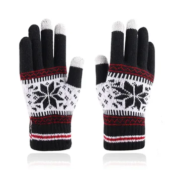Toamna și Iarna touch ecran mănuși pentru bărbați și femei de moda fulg de nea degetul periat îngroșat tricotate mănuși de cald
