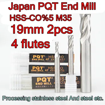 19*20*38*104mm 2 buc/set 20mm pețiol 4flutes Japonia PQT HSS-CO5% M35 End Mill Prelucrare oțel inoxidabil Și oțel etc.