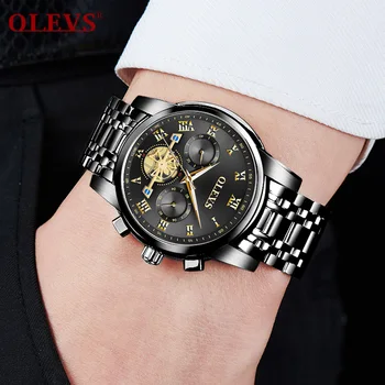 Ceasuri Mens 2020 OLEVS Top Brand de Lux de Moda de Afaceri Cronograf Sport rezistent la apa Oțel Cuarț Ceas Relogio Masculino