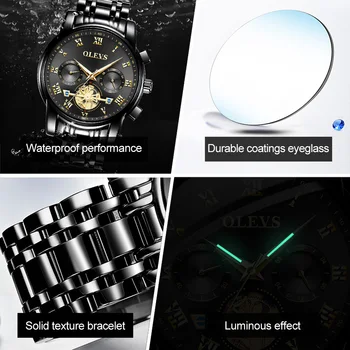 Ceasuri Mens 2020 OLEVS Top Brand de Lux de Moda de Afaceri Cronograf Sport rezistent la apa Oțel Cuarț Ceas Relogio Masculino