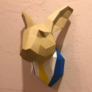 30min Complet 3D DIY Potrivit Iepure Bunny Sculptură de Hârtie Papercraft Puzzle Jucărie de Învățământ Hârtie Pliere Model de Jucărie de Crăciun