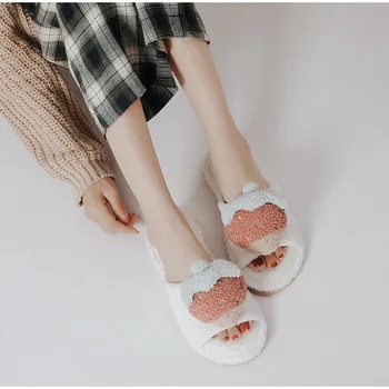 Femei Papuci Căpșuni Drăguț de Pluș Interior Doamnelor Papuci de casă Casual Femei Non alunecare Încălțăminte de Toamnă 2020 Moale Confortabil Pantofi Noi