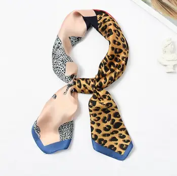 Yishine 70x70cm Eșarfă de Mătase Femei Leopard de Imprimare de Animale Multifunctional Manual Pătrat Eșarfe Foulard Folie Bandană Mici Hijab