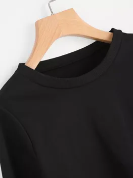 Streetwear Vrac Scurt Hoodies Femei Maneca Lunga O Solidă Gât Tricou Pulover Topuri De Înaltă Calitate De Zi Cu Zi Haine De Sex Feminin