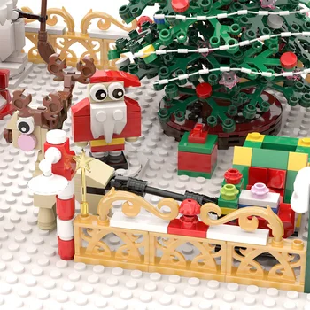 Buildmoc Creator Prieteni, Distracții De Iarnă Crăciun Sat City Tren De Decorare Blocuri Moș Crăciun Cărămizi Jucarii Si Cadouri