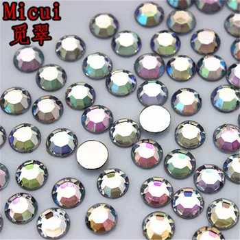 Micui 500PCS 6mm Rotund Culoare Mix Flatback Acrilice Pietre Cristale Pietre Non Remediere rapidă Pentru Meserii Nail Art Strasuri ZZ689