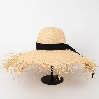 Noi Femeile Supradimensionate Margine Rafie Plaja Hat Părinte-copil Arcul de Vară, Soare, UV Pălării Copii Fete Vacanta Mare Capac en-Gros