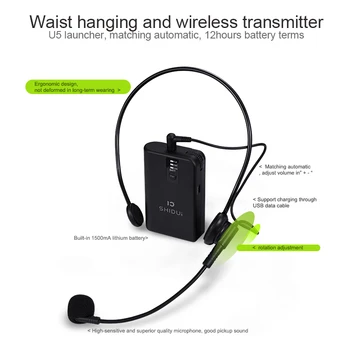 SHIDU S92 25W Voce Amplificator Portabil Audio Mini rezistent la apa Difuzor Bluetooth Cu Microfon fără Fir Pentru Profesori