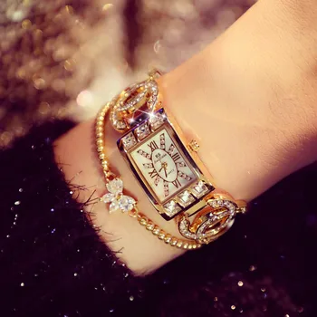 Femei de lux Ceasuri de Moda Doamnelor Ceasuri Cuarț Rochie de Cristal Brățară cu Diamante Ceasuri femei data Ceas relojes para mujer