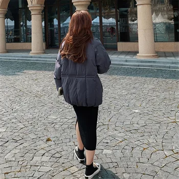 Jachete De Iarnă Pentru Femei Solide Doamnelor Îmbrăcăminte Îngroșa Feminin Parka Jos Bumbac Căptușit Plus Dimensiune Haine Coreeană Stand Guler Supradimensionat