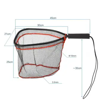 Portabil, Ușor De Pescuit Zbura Net De Aterizare Cadru Din Aliaj De Aluminiu Mâner Din Cauciuc Brail Zbura De Pescuit Net De Aterizare