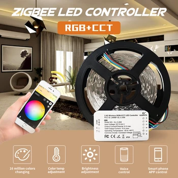 Zigbee ZLL DC24v inteligent cu LED-uri și rgb+cct ZIGBEE controler RGB+CCT impermeabil benzi de lumină de lucru cu Amazon echo plus