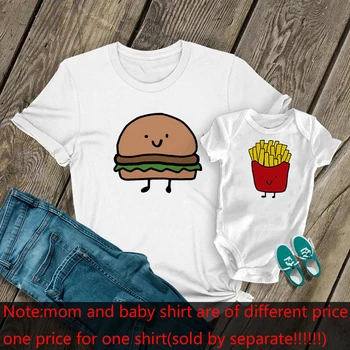 1 BUC copil Mama potrivire haine Noi Mama Cămașă combinație perfectă Hamburger, cartofi prajiti topuri Amuzant Mama copii T-Shirt
