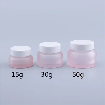 5pcs/lot Gol 15g 30g 50g Roz Borcane de Sticlă Crema de Îngrijire a Pielii Sticle Container Cosmetice de Ambalare de Călătorie Crema de Ochi Oală Borcan