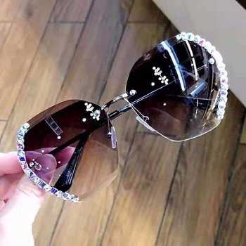 2020 Cu burghiu de Lux Italia Designer de Brand Doamna ochelari de Soare Femei Epocă fără ramă Gradient de Ochelari de Soare Pentru Femei UV400