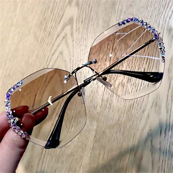 2020 Cu burghiu de Lux Italia Designer de Brand Doamna ochelari de Soare Femei Epocă fără ramă Gradient de Ochelari de Soare Pentru Femei UV400