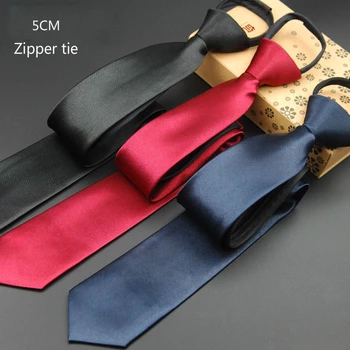 Bărbați și femei de afaceri casual mici, înguste cravate de Nuntă monocrom săgeată de tip cravata din Poliester cu Fermoar cravată