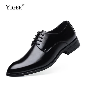 YIGER Barbati pantofi eleganți om pantofi oxford din piele dantela-up de mari dimensiuni de sex masculin pantofi rochie maro negru dimensiuni mari, pantofi de afaceri 0335