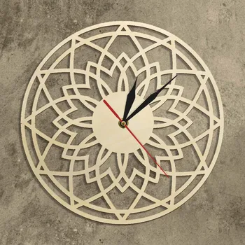 Floarea Vieții Geometrie Linie De Ceas De Perete Din Lemn Mandala Moderne Cuarț Ceas De Perete Abstract, Arta De Perete Rustic Decor Acasă Ceasuri De Perete
