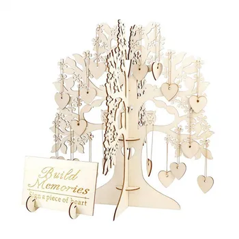 Lemn de Arbore de Nunta Carte de Oaspeti 3D copac Carte de Oaspeti care Doresc Copac Inima de Lemn Pendant Picătură Ornamente pentru Petrecerea de Nunta Decor