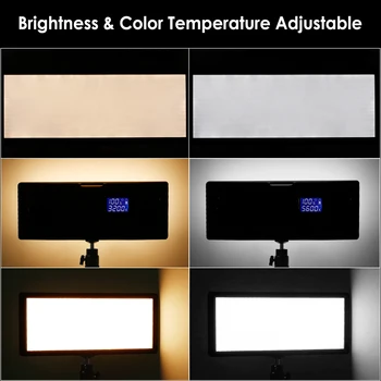 Neewer 2 Cutii de Super Slim LED Lumina cu Lumina Stand Fotografie Kit de Iluminat, 3200K-5600K Bi-Color Estompat LED Panel